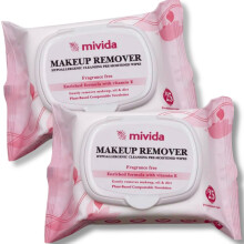 mivida Hypoallergene Make-up-Entferner-Tcher, 2 Stck, 25 Stck | Biologisch abbaubare Gesichtsreinigungs-Make-up-Entferner-Gesichtstcher mit Vit