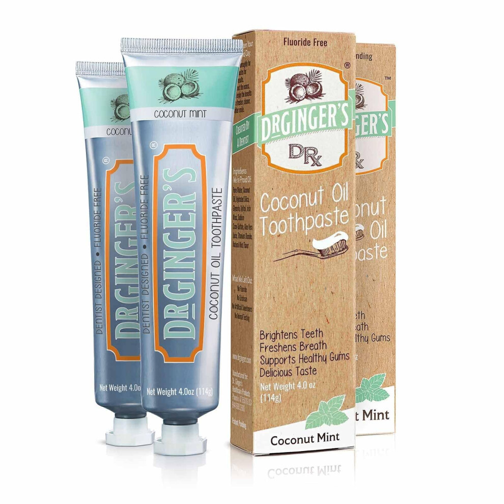 Photos - Toothpaste / Mouthwash Dr. Ginger's Coconut Oil Toothpaste All-Natural Oil Pulling & Xylitol for Fresh Breath Gum Health Plaque Prevention and Sens