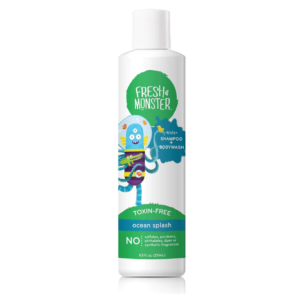 2-In-1 Kids Shampoo & Body Wash Toxin-Free Hypoallergenic Natural Shampoo & Body Wash For Kids Ocean Splash (8.5Oz) Fresh Monster