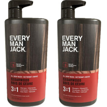 Every Man Jack 3-in-1 All Over Wash Zedernholz | Doppelpack 2 Flaschen im Lieferumfang enthalten | Natrlich gewonnen, ohne Parabene, ohne Pthala