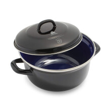 BK Indigo Aluminum Heavy-Gauge Carbon Steel Induction 2.5 QT Nonstick Glaze Dutch Oven Dishwasher Safe Black