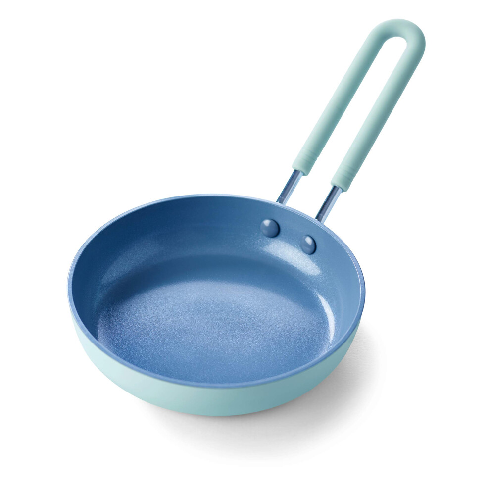 GreenPan Mini Healthy Ceramic Nonstick  5"""" Round Egg Pan  PFAS-Free  Dishwasher Safe  Stay Cool Handle  Mint Green