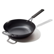Oxo Obsidian pr -assaisonn en acier en carbone 12 """" Pan de wok avec porte-poign e amovible Handle Induction Four SAFE SAFE