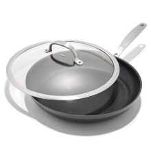 OXO Enhanced 30 cm Koekenpan met Glazen Deksel, PFAS-vrij Keramisch Antiaanbak