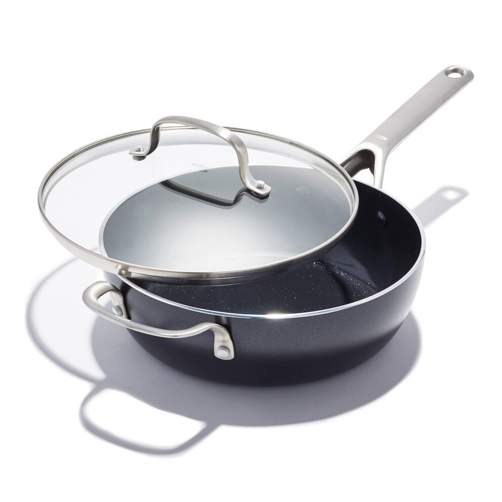 OXO Agility 3QT Chefs Pan with Glass Lid  Ceramic Nonstick Cookware PFAS-Free  Induction Suitable  600F Oven Safe  Durable Versatile Cookware for
