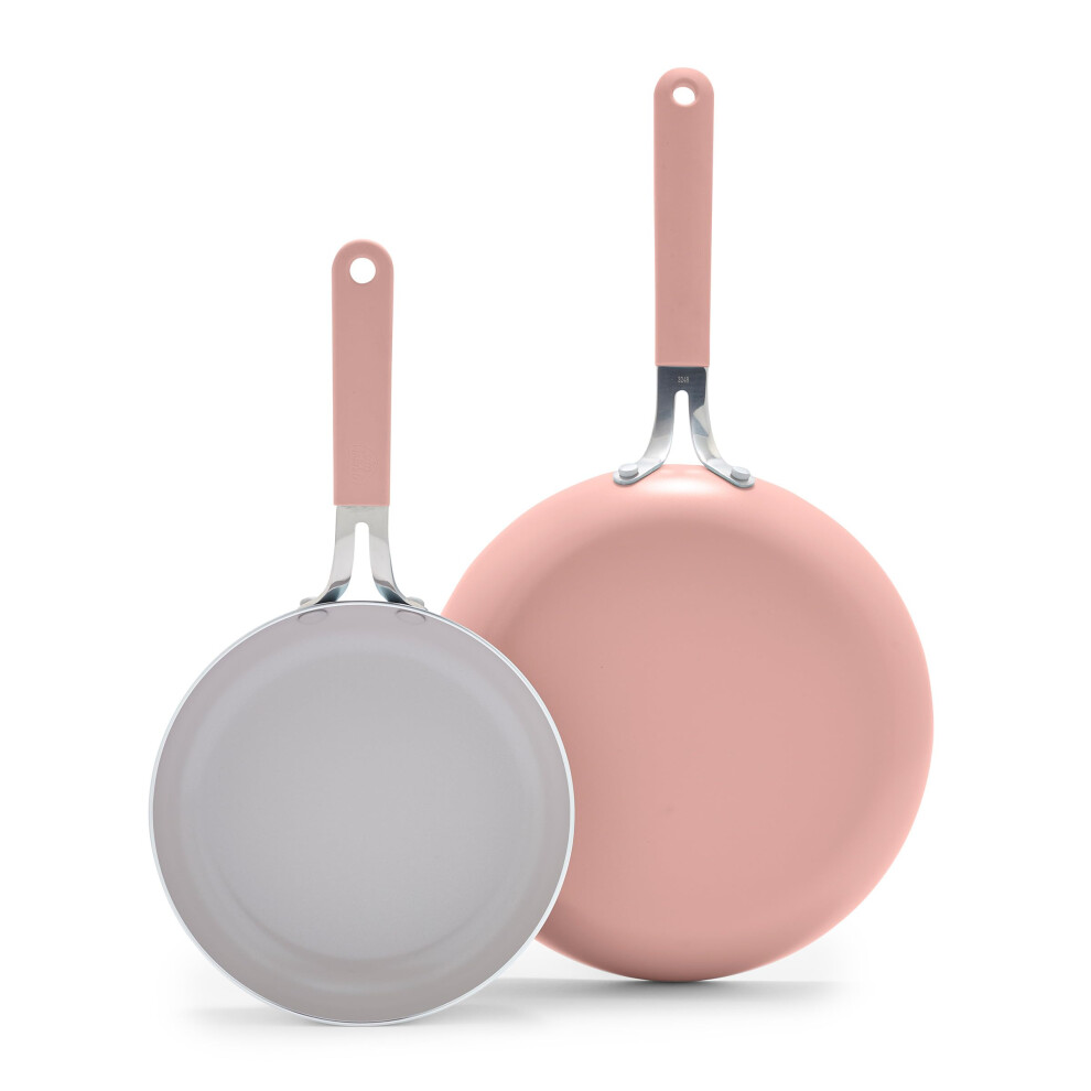 Greenlife 8"""" & 10"""" Healthy Ceramic Nonstick Frying Pan Set Pfas-Free Pfoa-Free Dishwasher & Oven Safe Stay-Cool Handles Durable Body Vers