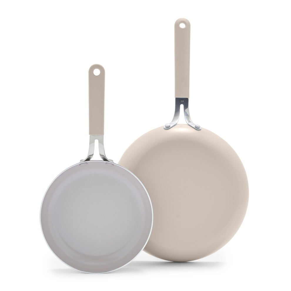 Greenlife 8"""" & 10"""" Healthy Ceramic Nonstick Frying Pan Set Pfas-Free Pfoa-Free Dishwasher & Oven Safe Stay-Cool Handles Durable Body Vers