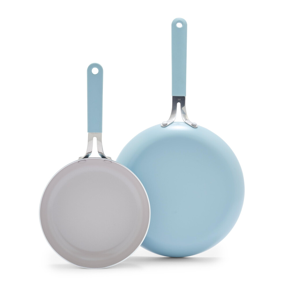 Greenlife 8"""" & 10"""" Healthy Ceramic Nonstick Frying Pan Set Pfas-Free Pfoa-Free Dishwasher & Oven Safe Stay-Cool Handles Durable Body Vers
