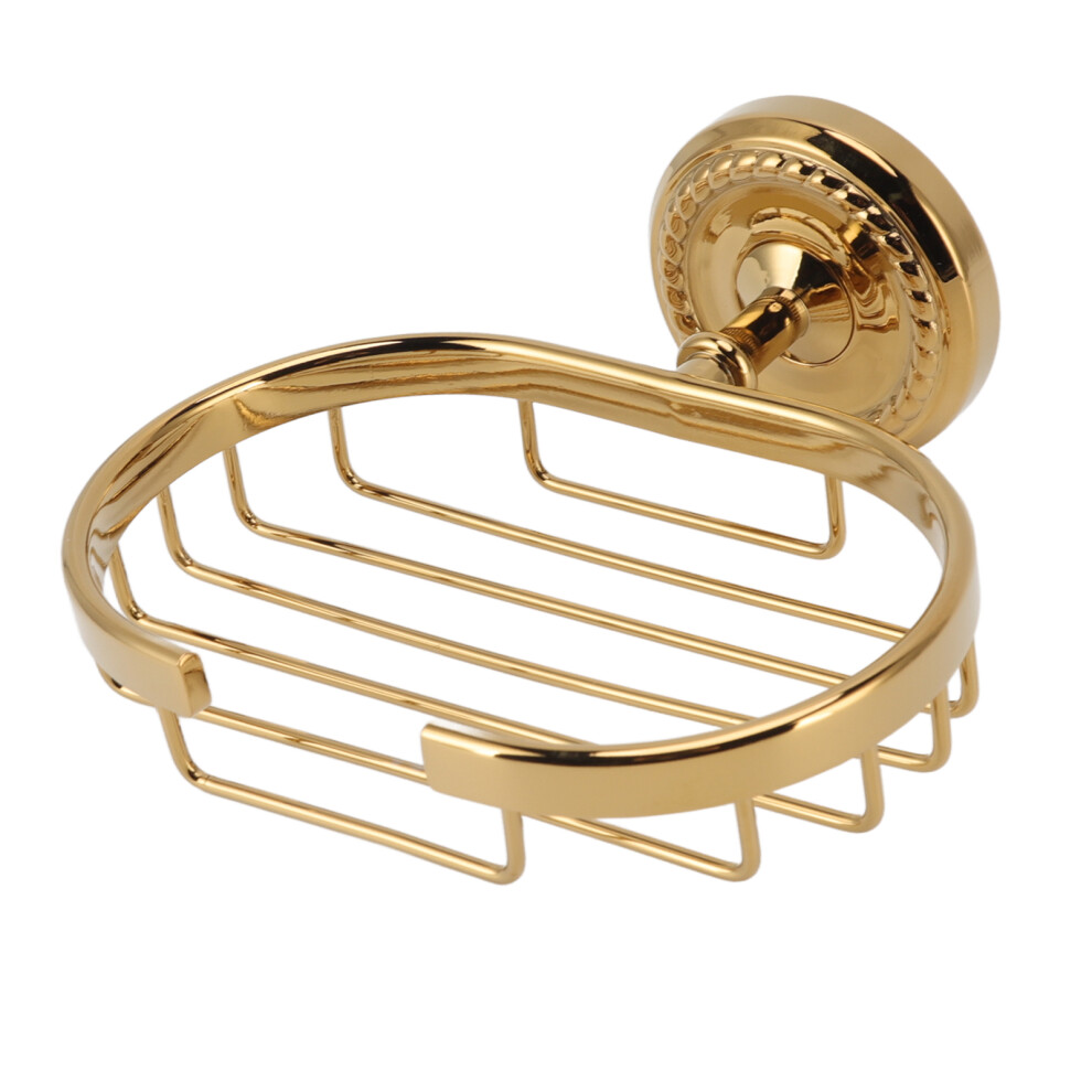 Wall Mounted Metal Soap Holder Antique Bathroom Soap Basket Dish Holder Golden Twist-image-OPC-PHTH26R-NEW