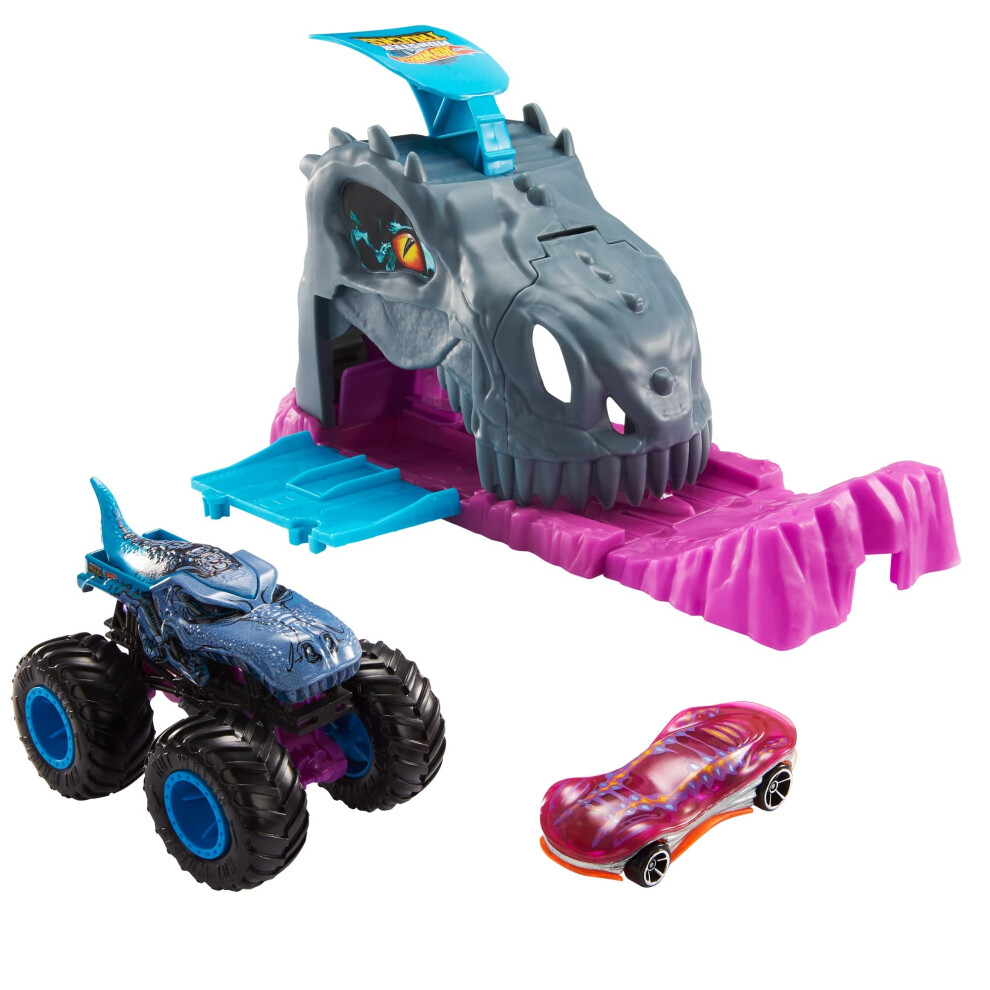 Hot Wheels Monster Truck Pit & Launch Playsets With A 1 Monster Truck & 1 1:64 Scale Car Great Gift For Kids Ages 4 Years & Older