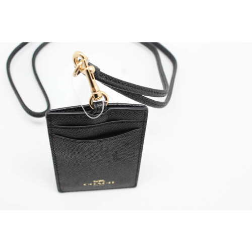 Coach Θήκη Ταυτότητας Coach Lanyard σε Δέρμα Crossgrain (Μαύρο/Χρυσό) 1