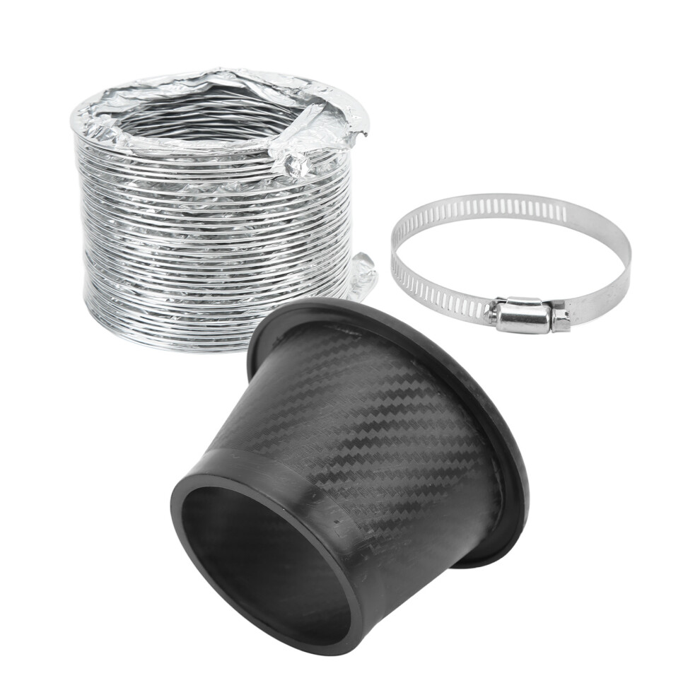Turbo Air Intake Pipe Funnel Kit Universal Rubber Carbon Fiber Pattern For Most Vehicles 9481319343421