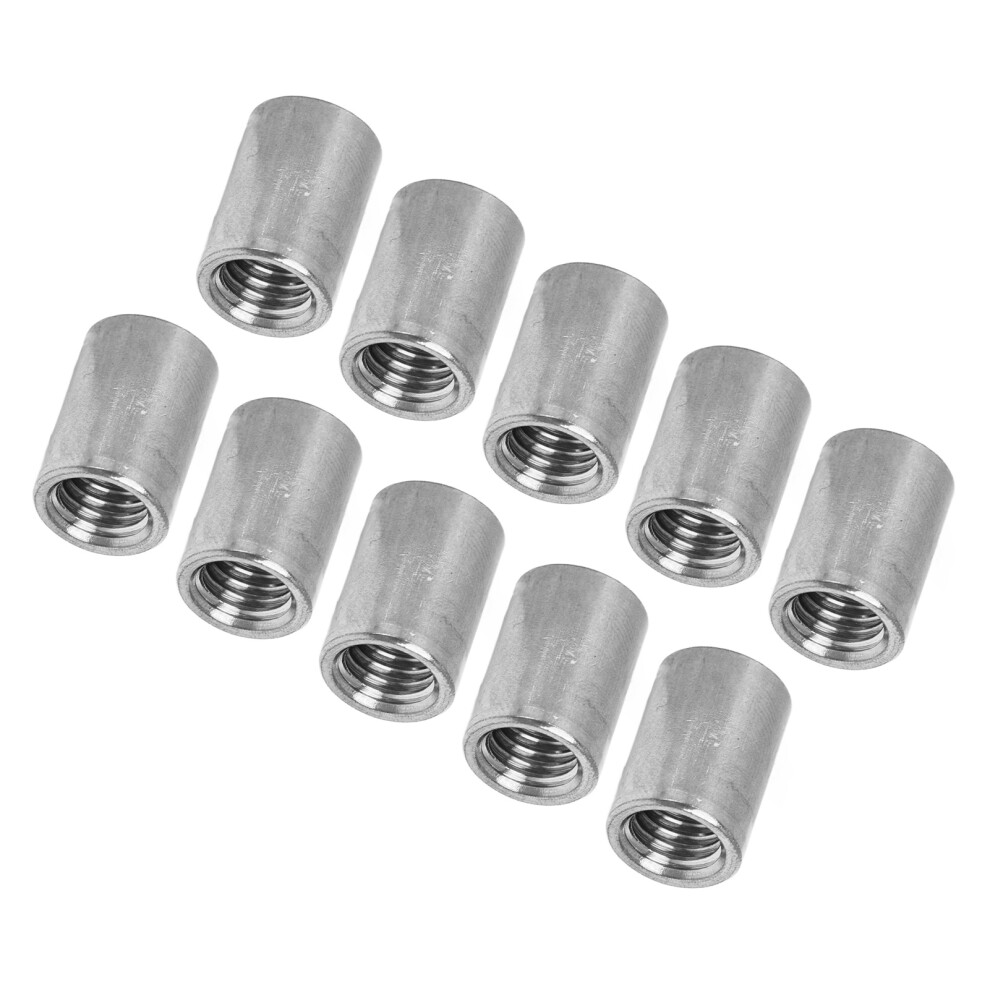 Women's 10Pcs Round Connector Nuts 304 Stainless Steel Thread Cylindrical Coupling Nut For Repair