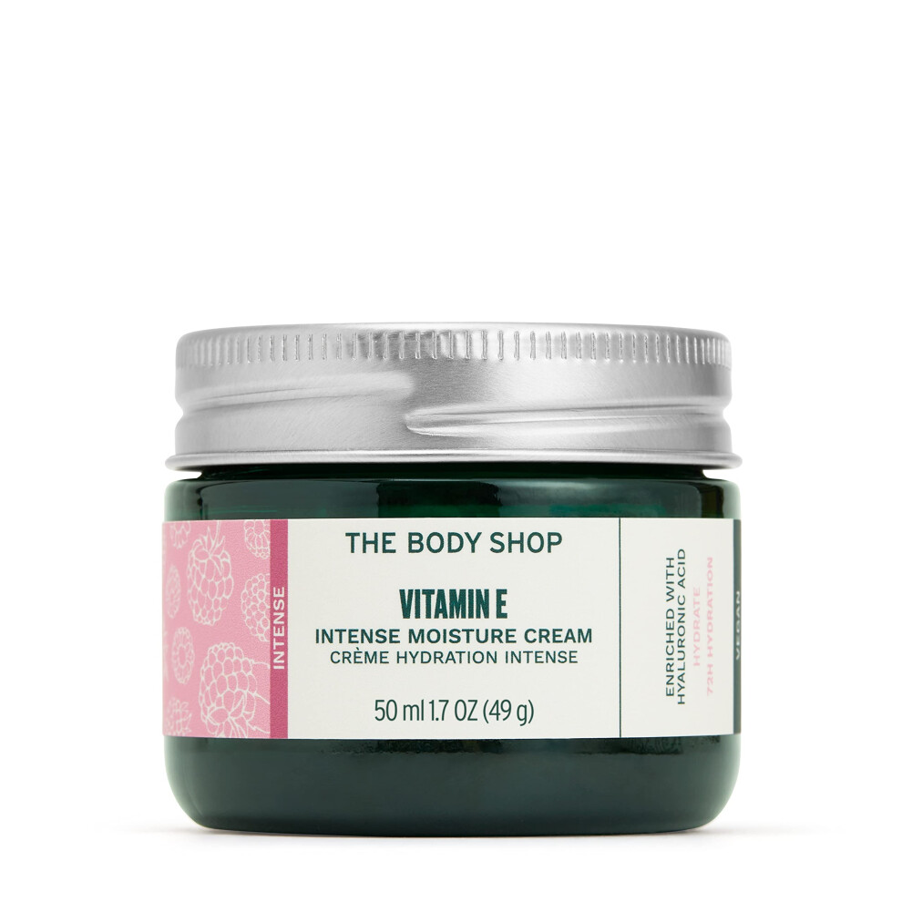The Body Shop Vitamin E Intense Moisturizer  For Dry Skin  with Hyaluronic Acid  72Hr Hydration  Vegan  1.7 Oz