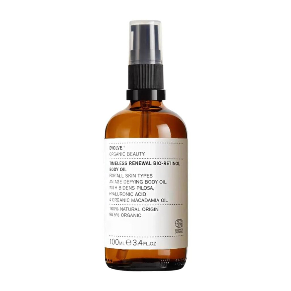 Evolve Organic Beauty - Natural Timeless Renewal Bio-Retinol Body Oil | Small Batch Vegan Clean Beauty (3.4 Fl Oz | 100 Ml)