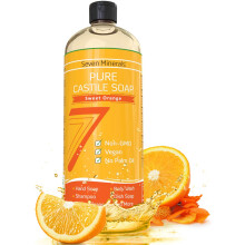 Savon de castile pur orange sucr - pas d'huile de palme sans OGM - savon liquide doux pour peau sensible et lavage pour bb - toutes formules v