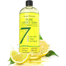 Pure Castille Soap Lemon - Pas de GMO  huile de palme - Savon liquide doux pour peau sensible et lavage pour bb - Toute formule vgtalienne n