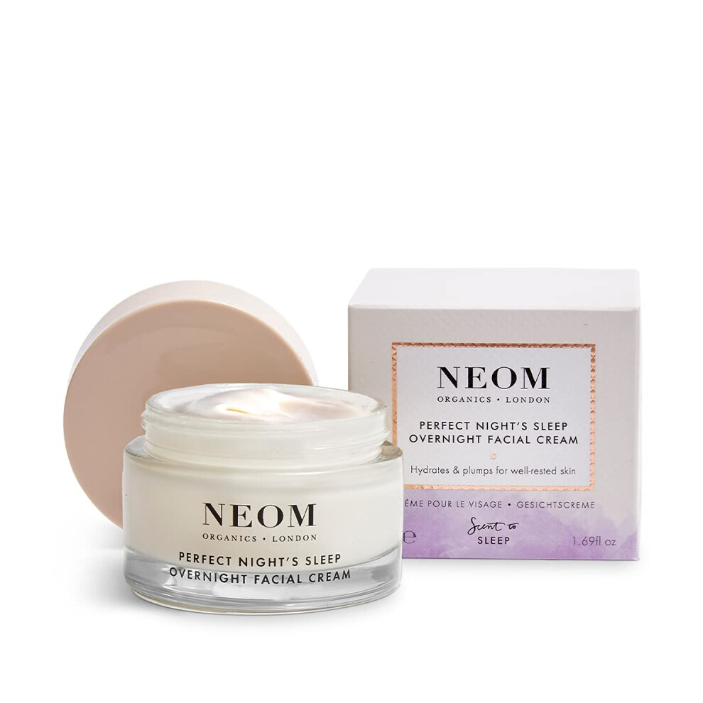 Neom- Perfect Nights Sleep Overnight Facial Cream - 50ml | Face Moisturiser With Hyaluronic Acid  Aloe Vera & Ceramides To Plump & Reduce Lines |