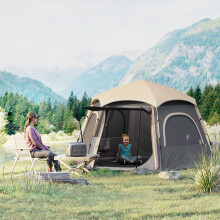 Outsunny Instant Camping Tent, 4 Person Easy Setup Dome Tent, Dark Grey