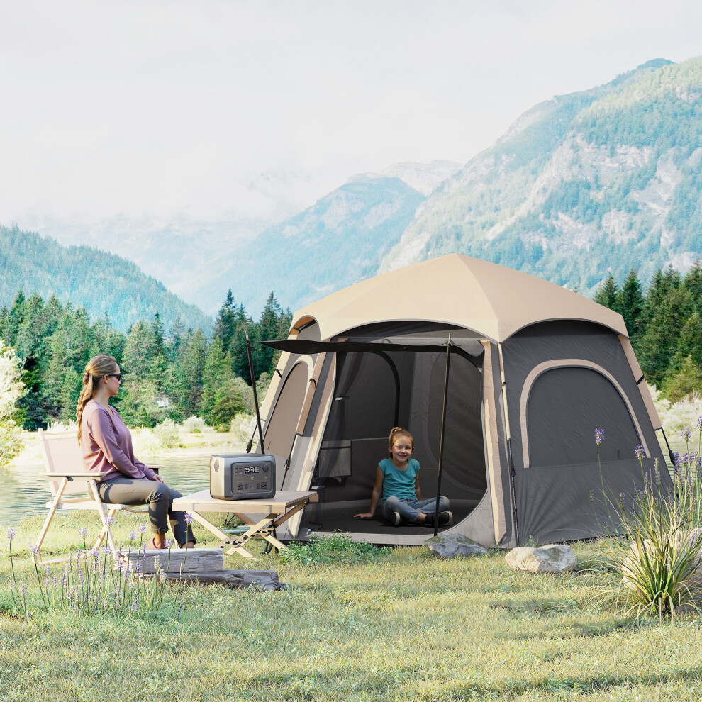 Outsunny Instant Camping Tent, 4 Person Easy Setup Dome Tent, Dark/Grey