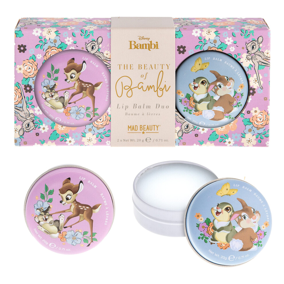Mad Beauty Disney Beauty Of Bambi Lip Balm Duo | Cruelty-Free Cosmetics | Strawberry & Vanilla Scented | Skincare Gifts For Women Adults And Ki
