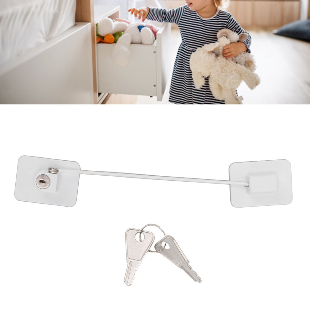 Refrigerator Lock Childproof Freezer Lock Child Safety Cabinet Drawer Lock With 2 Keys White