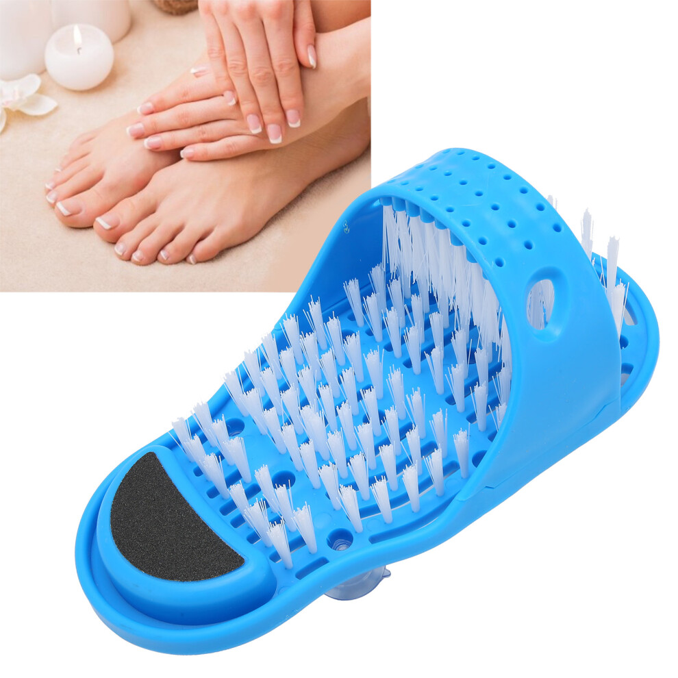 Blue 2Pcs Foot Washing Brush Shoes Massage Scrubber Cleaning Exfoliating Feet Brush Slipper For Bathroom