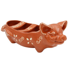 Ceramica Edgar Picas Vintage Portuguese Traditional Clay Terracotta Sausage Roaster Made In Portugal Happy Pig