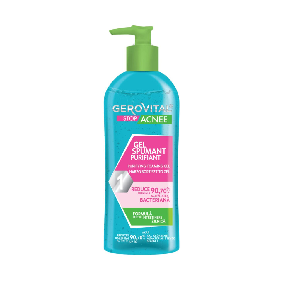 Gerovital Stop Acne Purifying Foaming Gel For Acne Clears Blackheads & Unclogs Pores Salicylic Acid Acne Treatment Removes Impurities And Exce