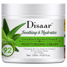 DISAAR Beauty Feuchtigkeitscreme, 92 % Aloe Vera, Kakaobohnen, Vitamin E, spendet der Krperhaut nach dem Duschen Feuchtigkeit, Anti-Falten, 120 ml