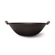 ??? ZhenSanHuan Recznie robiony zeliwny wok Bez powloki Bez malowania Zdrowy plaski dno Odpowiedni do indukcji (32 CM (12,6 cala))