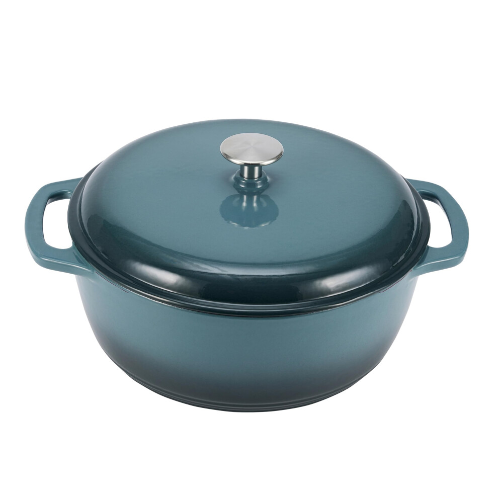 Amazon Basics Cast Iron Dutch Oven Pot with Lid Enameled Round Dual Handles Heavy-Duty Medium 6-Quart Gray
