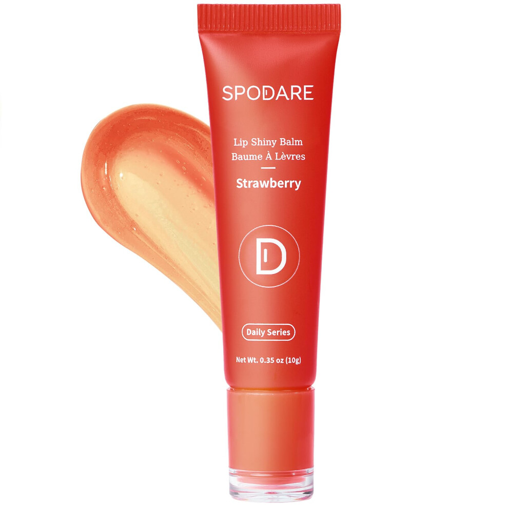 Spodare Lip Shiny Balm Strawberry: Hydrate And Nourish With Natural Strawberry Extracts& Hyaluronic Acid Complex Softening Gloss Finish Christ