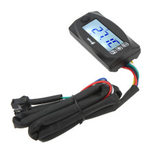Motorcycle LCD Digital Gauge Voltage Meter Voltmeter Temperature Thermometer Time Display Sensor M16x1.5