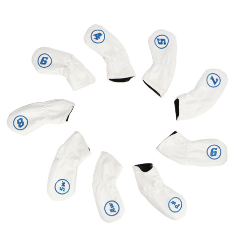 9 Stück PU Golf-Eisenkopfhauben 158 g Weiß R/L 1