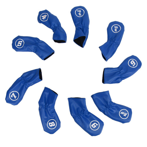 9 Stück PU-wasserdichte blaue Golf-Eisenkopfabdeckungen 158g 1