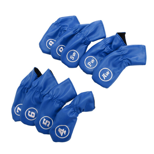 9 Stück PU-wasserdichte blaue Golf-Eisenkopfabdeckungen 158g 2