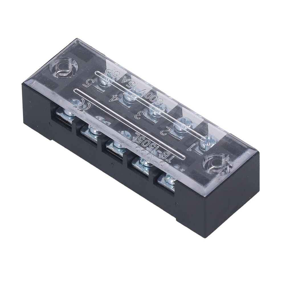 5Pcs Wire Barrier Block Terminal Strip Professional Tb Fixed Brass Dual Row Covered Terminal Strip 15A 600V 5 Bits (1505) 8711319352286