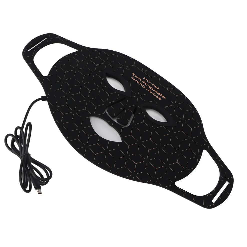 Beauty LED Light Face Device Silicone Skin Rejuvenation Wrinkle Pimples Removal 3 Gears Colors Light Face Device Black