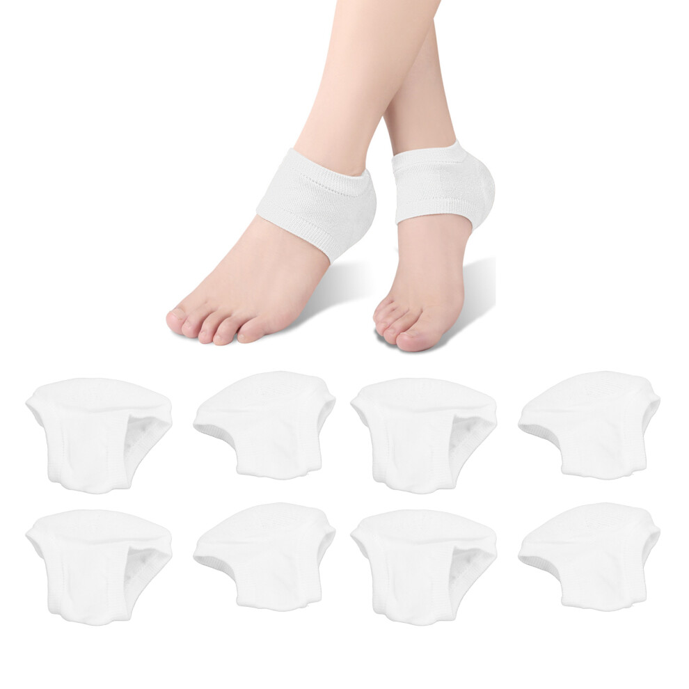 White 4 Pair Moisturizing Heel Socks Stop Cracked Heels Toeless Spa Gel Socks For Foot Treatment Care