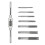 8-teiliges Set M12-M3, silberfarbene HSS-Schlitz-Gewindebohrer mit Drift-Halter 9