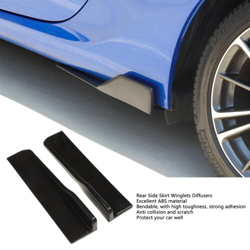 2 Pcs Rear Side Skirt Winglets Left Right Bright Black ABS Scratch Proof Universal Car Rear Side Skirt Winglets Diffuser 2