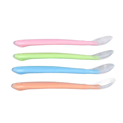 4 Stück Baby-Silikon-Fütterlöffel, weich, ergonomischer Griff 2