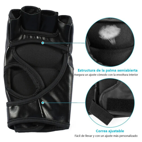 Fingerlose Boxhandschuhe Unisex Erwachsene Schwarz 2
