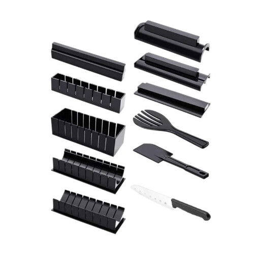 11-teiliges Sushi-Maker-Werkzeugset - 8 Formen, Schwarz 1