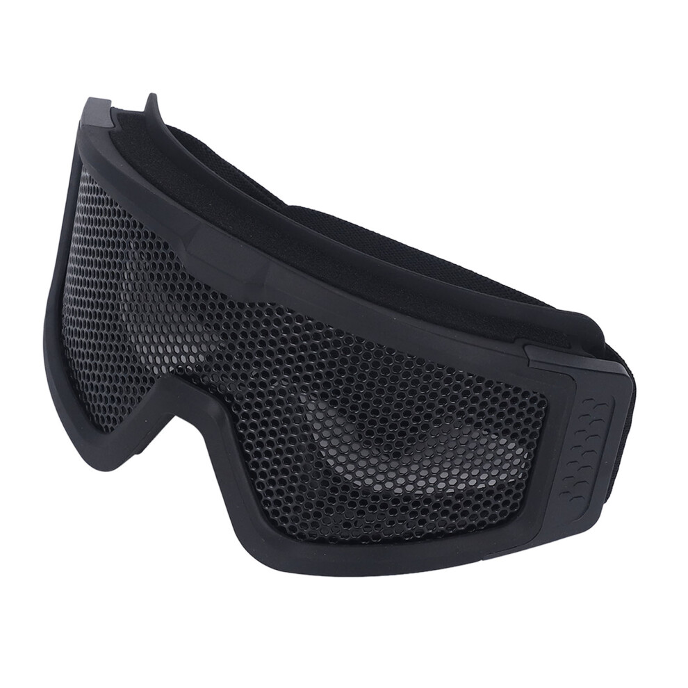 Safety Goggles Breathable Shock Resistant Iron Mesh Patterned Wind Sand Proof For Military Cs Outdoor Game Fans Black 8731319360067