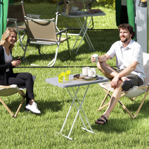 Outsunny Outsunny Folding Coffee Table, Height Adjustable Picnic Table, Charcoal Grey