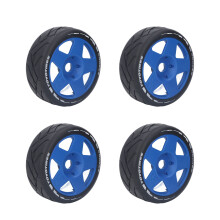 4 PCS 1/8 GT RC Wheels Strong Grip Road Racing Tires Wear Resistant On Road Wheels with 17mm Adapter Blue