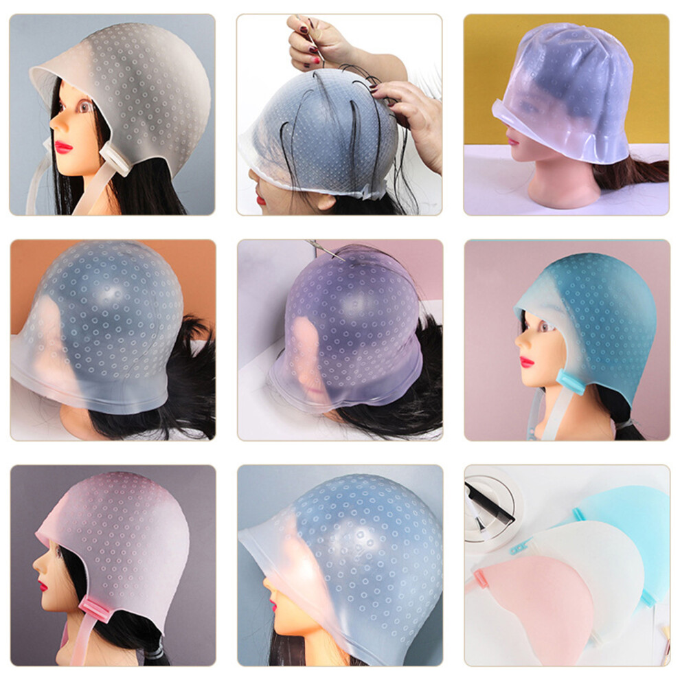 Hair Coloring Highlighting Hat Silicone Reusable Flexible High Elasticity Folding Hair Dye Hat