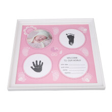 Pinkes Baby-Handabdruck- und Fußabdruck-Set 29 x 29 x 1,8 cm